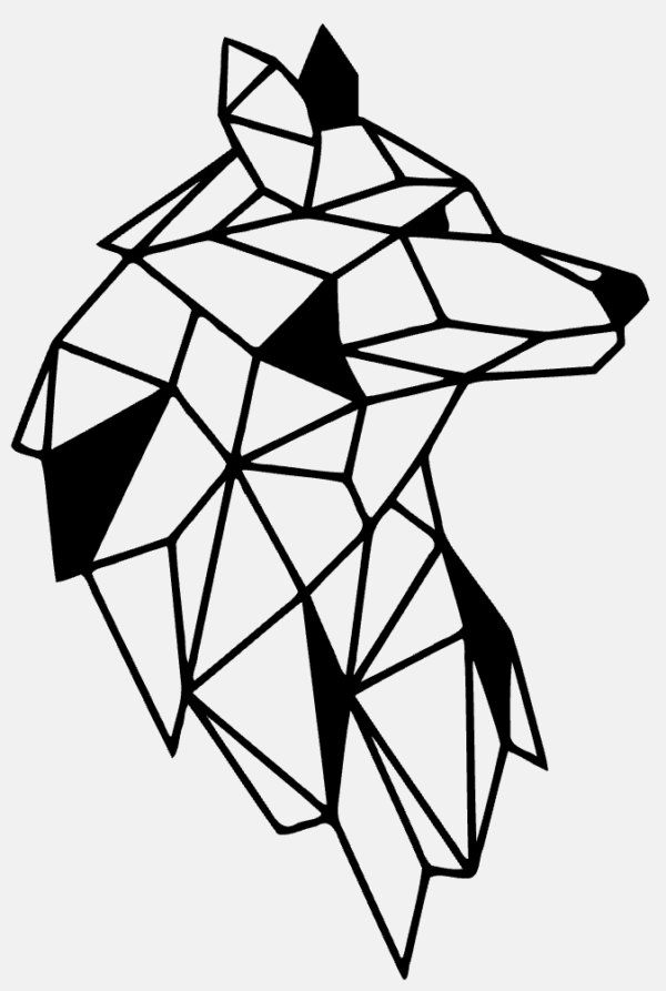 Cadre Déco en Bois - Origami Loup