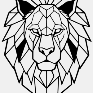 Cadre Déco en Bois - Origami Lion (face)