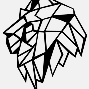 Cadre Déco en Bois - Origami Lion (profil)