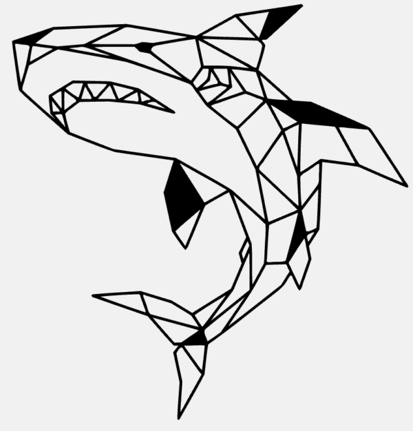 Cadre Déco en Bois - Origami Requin