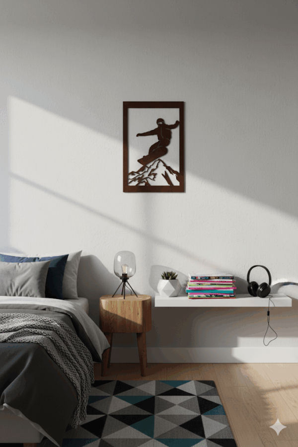 Cadre Déco en Bois - Snowboarder